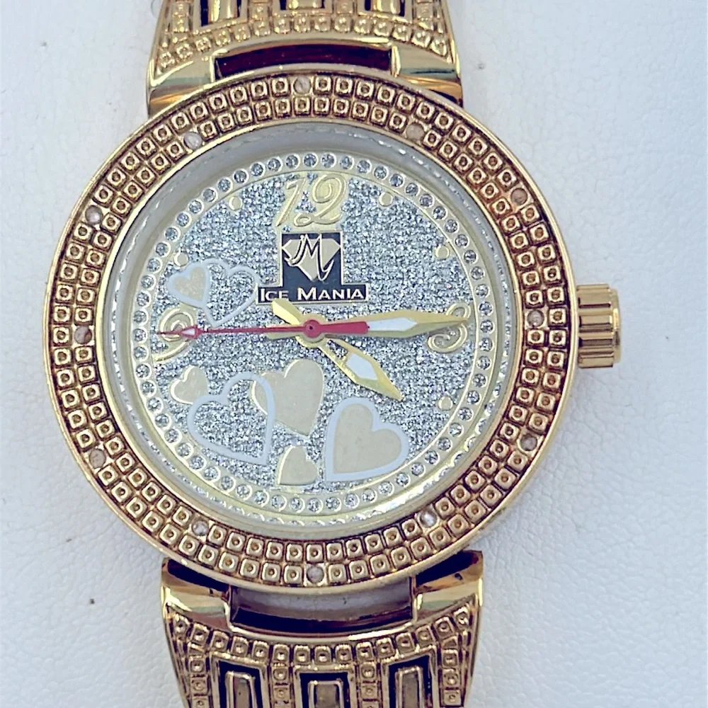 Working! Ice Mania Iced Out Genuine Diamond Accent Ladies Watch